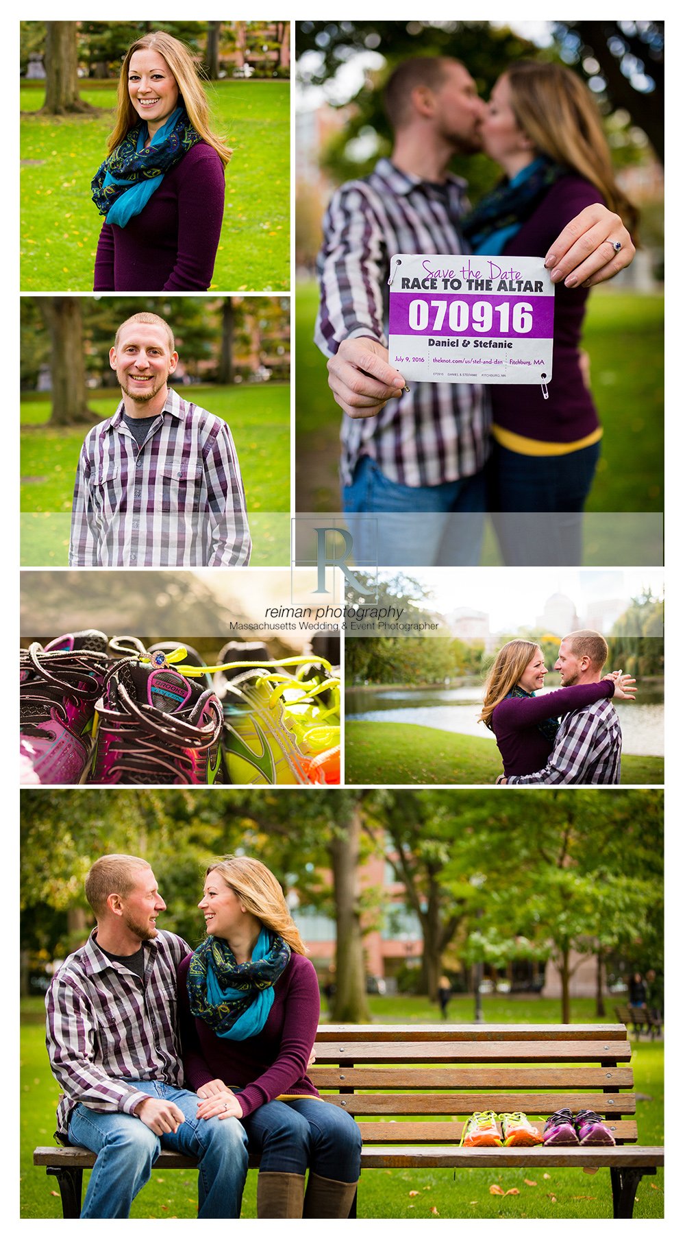 Reiman Photography, engagement, Boston Public Garden, Autumn, Fall, runner, purple, Runners Engagement